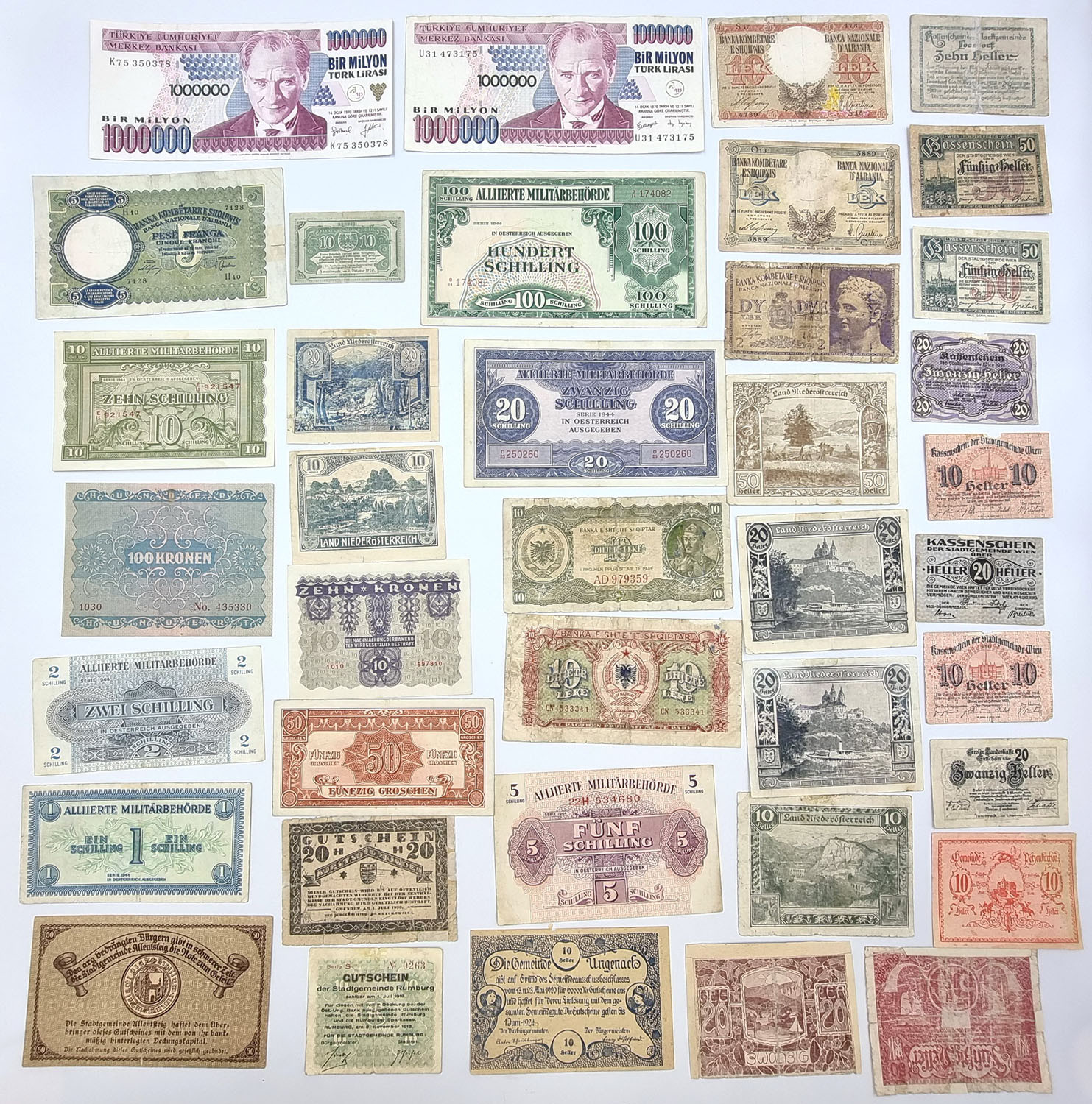 Mołdawia, Austria, Turcja, Finlandia, banknoty, 80 zestaw sztuk